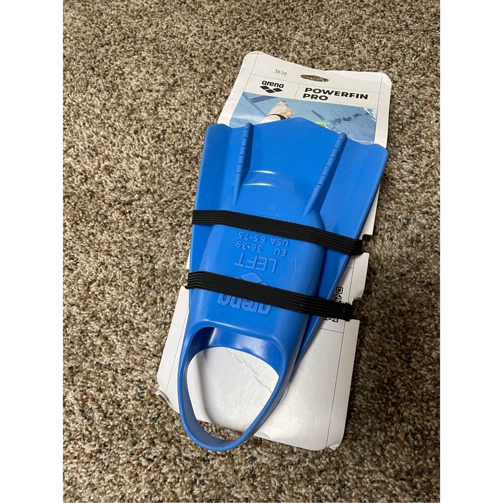 Brand New Arena Powerfin PRO Swim Training Fins, Blue, 6.5-7.5